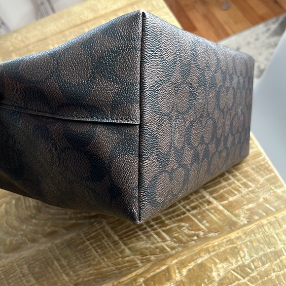 COACH outlet Tote Shoulder Bag 79609 Black Leather H5.5xW14.1xD3.1 In - Picture 9 of 12